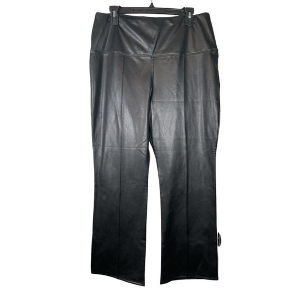 Women's Joie Leather Wide Flare Black Pants Wide Band Waist Size XL NWT #6529